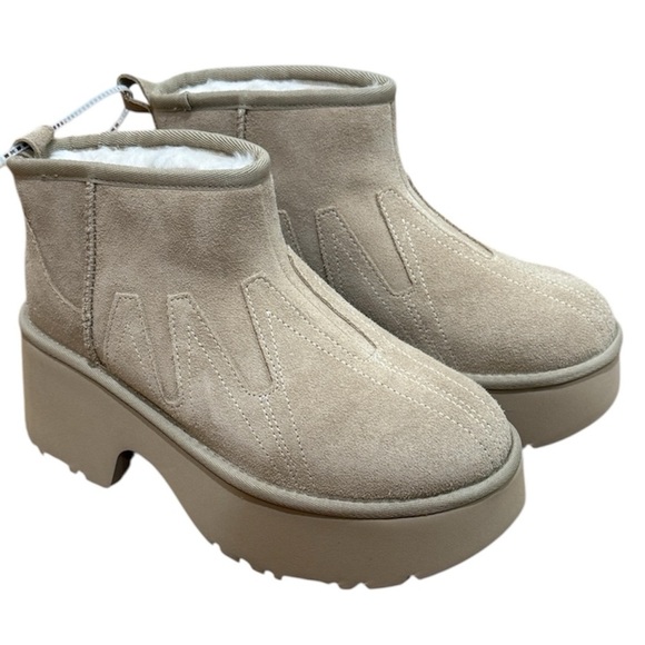 New UGG W Ultra Mini New Heights Sunwave Mustard Seed Boots Sz 8 Neutral Staple - Picture 1 of 10